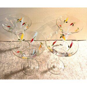 4 Pier 1 Martini glasses With Jalapeno Design  # 2887